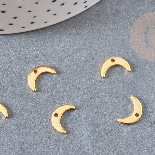 Pendentif croissant de lune acier 304 inoxydable doré 11mm,x10 (g6154)