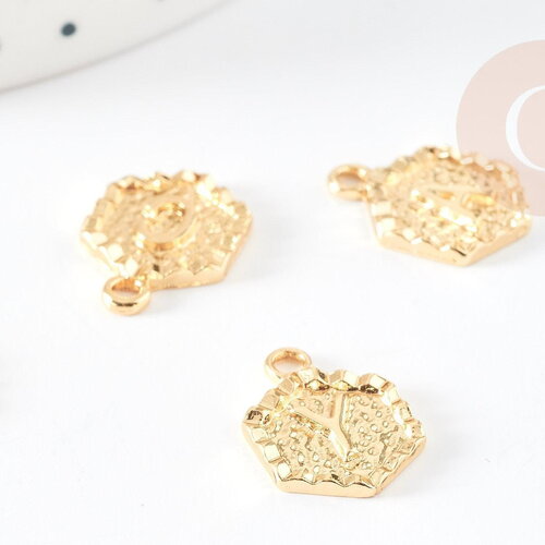 Pendentif lettre initiale zamac doré 18k sans nickel hexagone 17.5mm,pendentif initale lettre mot prenom,à x1,x1 g3463