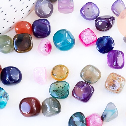 Pierre pépite agate naturelle multicolore roulée 6-13mm, x20gr (g5722)