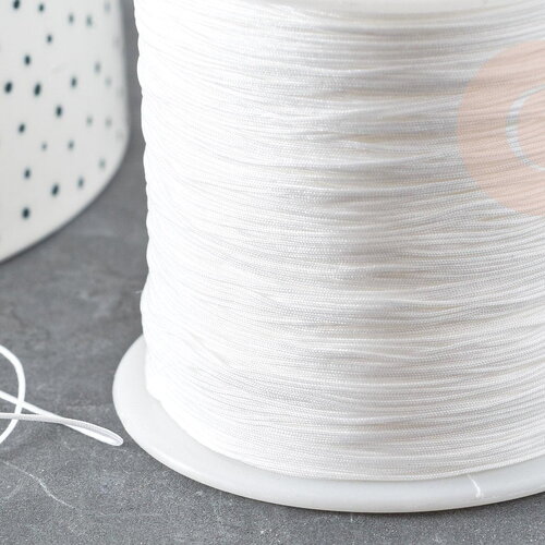 Cordon fil de jade blanc polyester 0.5mm, cordon pour création de bijoux x1 mètre g9331