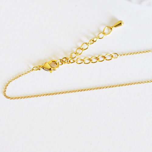 Chaine fine complète avec fermoir cuivre doré rollo 16k 1.7 mm- 43cm, x1 (g2425)