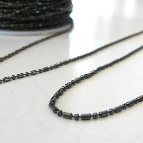 Chaine boule bambou metalgun, chaine bijou,chaine noire, création bijoux, grossiste chaine,creation bijou,1.5mm,1 metre,g2455