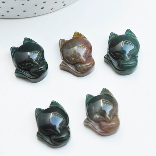 Pendentif renard agate indienne naturelle pour création de bijou en pierre, pendentif pierre ,23mm, x1 g4573