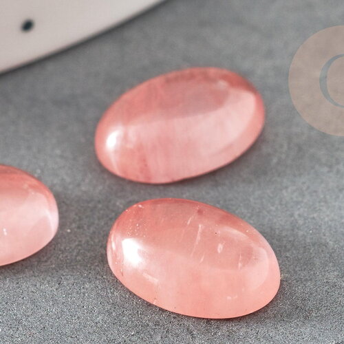 Cabochon watermelon stone rose, cabochon ovale, bijou pierre,cabochon 14mm, cabochon verre, x1 (g1316)