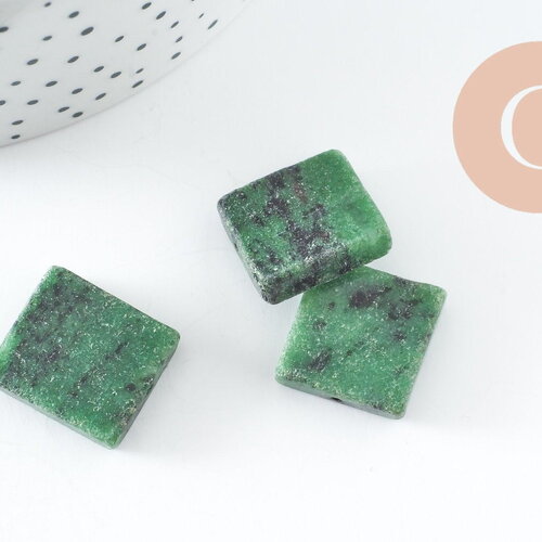 Perle losange rubis zoisite verte 17mm, perle bijou pierre x1 g2102