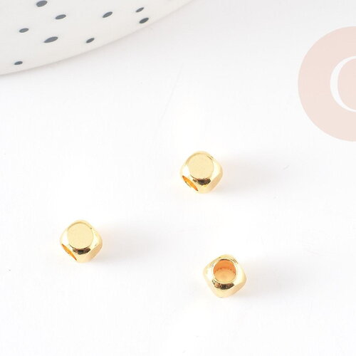 Perle cube laiton doré 4x4mm, perles dorées, création bijoux, perles intercalaires, x10 g6609