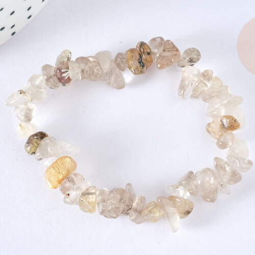 Bracelet élastique chips quartz rutile naturel 50mm, x1 (g7078)
