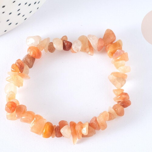 Bracelet élastique chips aventurine rouge naturelle 50mm, x1 (g7071)