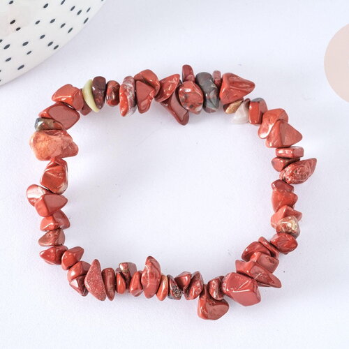 Bracelet élastique chips jaspe rouge naturel 50mm, x1 (g7074)