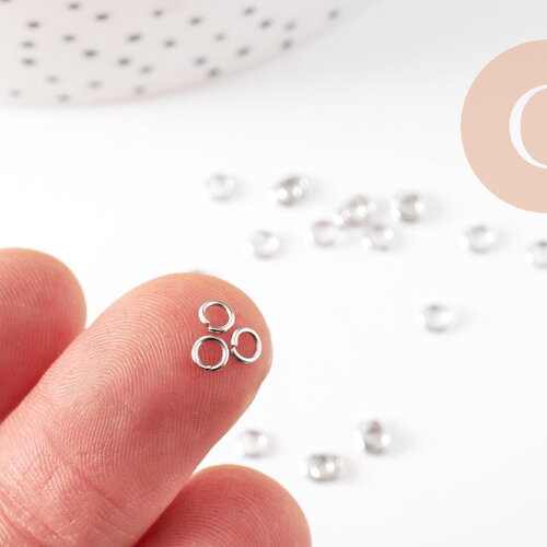 Anneaux ronds acier inoxydable argenté 3.5mm, x5g (g9318)