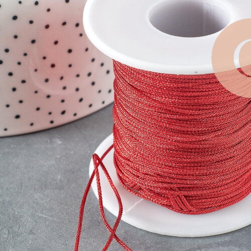 Cordon métallique rouge pailleté ,ruban mariage,fourniture créative, scrapbooking, largeur 1mm, x1 mètre g5663