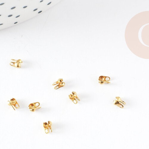 Connecteur chaine boule laiton brut avec trou 3mm, x1gr (g1518)