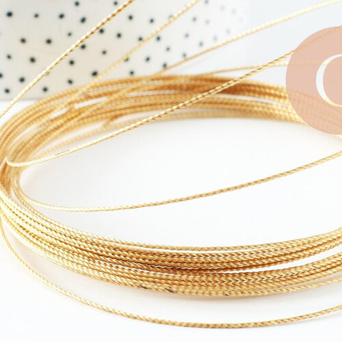 Fil métallique cuivre doré torsadé 0.8mm,fil création bijoux métallique x1 mètre g9639