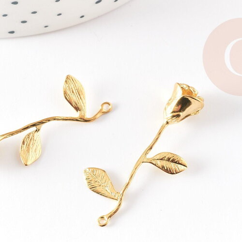 Pendentif fleur rose laiton brut, pendentif laiton brut, bijou laiton,fleur laiton bijoux,39mm, x1 g8971