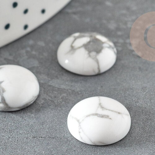 Cabochon howlite blanche, bijou pierre naturelle, cabochon howlite, howlite naturelle,14mm, pierre naturelle, x1 (g2823)