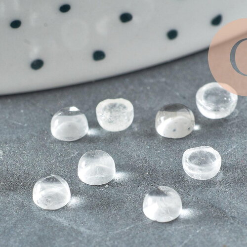 Cabochon rond cristal de roche,cabochon rond,quartz naturel, cabochon cristal, fabrication bijoux,pierre naturelle,4mm, x1 g2884