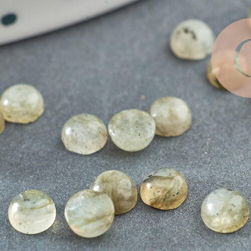 Cabochon rond labradorite, fournitures créatives, cabochon rond, labradorite naturelle,4mm, pierre naturelle, x1 g3007