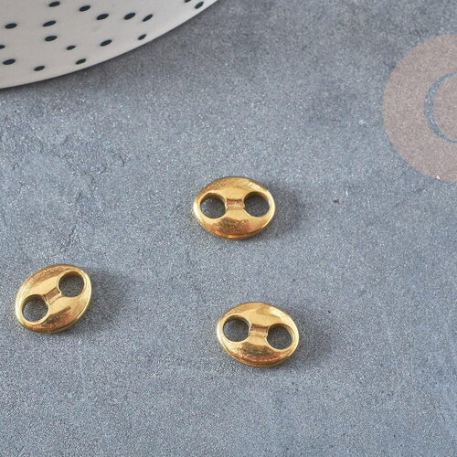 Pendentif connecteur grain de café acier 304 inoxydable doré 10.5mm, pendentif création bracelet, x2 g4630