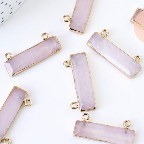 Pendentif rectangle quartz rose naturel 30.5mm,pendentif bijoux, pendentif quartz rose naturelle, x1 g5712