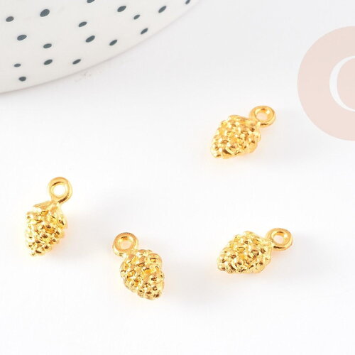 Pendentif pomme de pin zamac doré 13mm,breloque dorée pour création bijoux sans nickel, x10 g3916