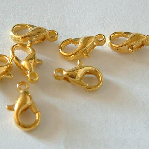 Fermoirs mousquetons dorés,fermoirs dorés, pince homard,fabrication bijoux,sans nickel,apprêt dorés,x 50,1.2cm g0024