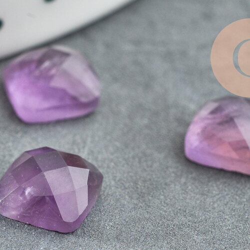 Cabochon carré améthyste naturelle 8x8mm, cabochon création bijoux pierre, x1 g8654