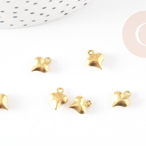 Breloque coeur laiton brut 6mm , pendentif laiton pour création bijoux diy x50 (7.6gr) g0962