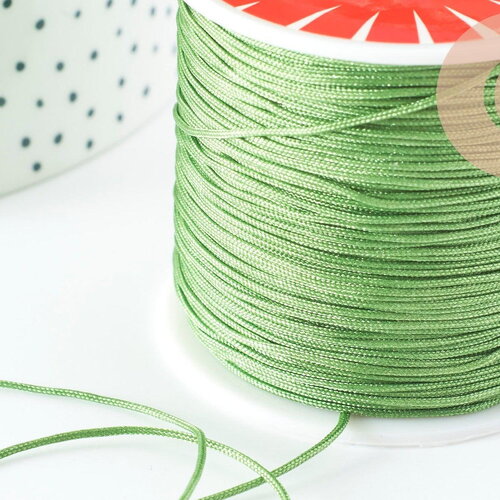 Cordon pour bijoux polyester vert kaki 0.8mm, cordon fil de jade pour bijoux, x1 mètre g9454