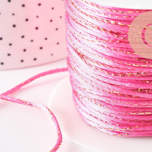 Cordon rose or, fabrication bijoux, ruban mariage, scrapbooking, largeur 1.5mm, x1 mètre g3724