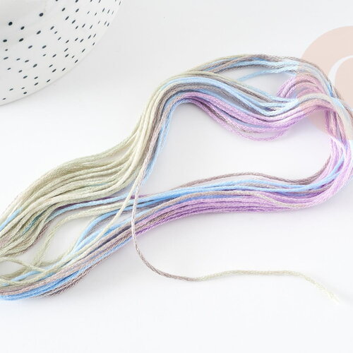 Fil à broder polyester dégradé bleu violet vert 0.5mm, fil original, pour bracelet brésilien, fil à broder ou scrapbooking, x8 mètres g9355