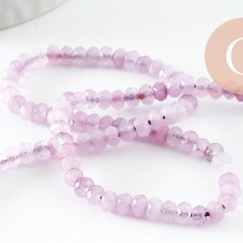 Perle abacus jade rose clair,pierre naturelle,perle facette,jade,4x2mm,fil de 35 cm, x1 (g3069)