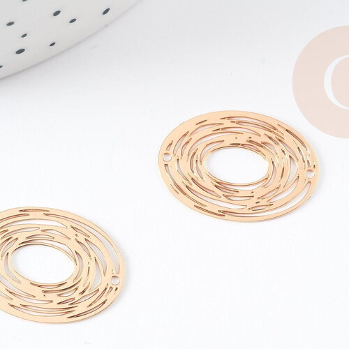 Pendentif connecteur estampe filigrane ovale géométrique laiton doré 23mm, pendentif très fin et léger création de bijoux diy x2 g9229