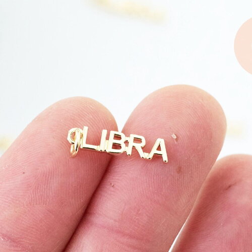 Breloque balance laiton doré 18k,sans nickel,création bijoux astrologique, pendentif horoscope,17.5mm, x1 (g6045)