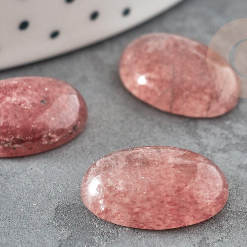 Cabochon ovale quartz fraise, quartz fraise naturel, pierre naturelle,18x13mm, x1 g2219