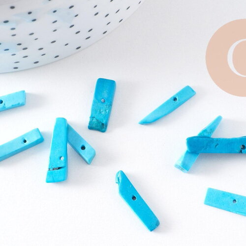 Perle rectangulaire howlite turquoise, howlite naturelle, perle turquoise, perle pierre, x10 (g2029)