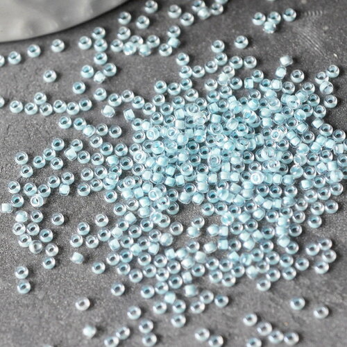 Perles rocailles miyuki bleu ciel, perle rocaille japonaise aqua mist lined crystal ,perle rocaille perlage,15/0, 1.5mm, sachet 10g (g3952)