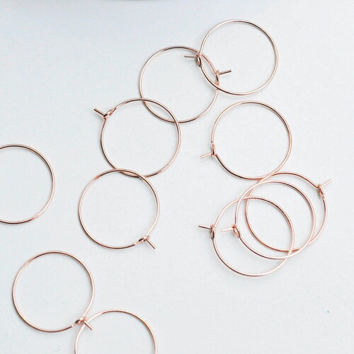 X 20-50-100 anneaux créoles or rose sans cadmium 20mm g4794