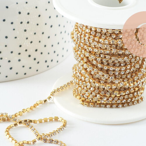 Chaine strass laiton brut 2mm, x50cm (g7975)