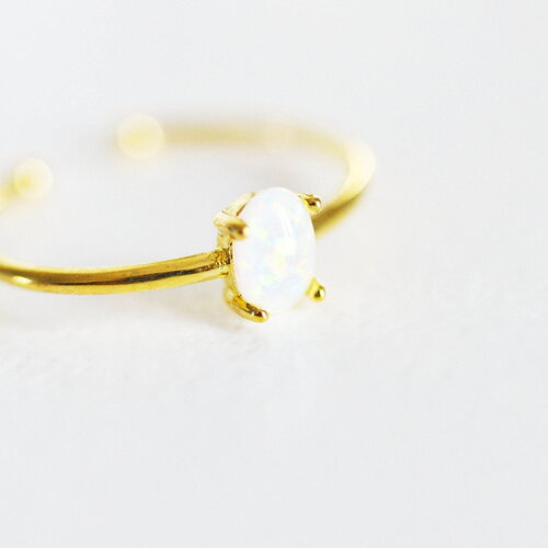 Bague dorée 14k opalite 17.5mm, x1 (g3083)