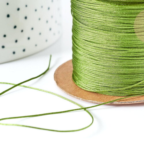 Cordon fil de jade vert métallisé polyester 0.4mm, cordon métallisé pour bijoux x1 mètre g8176