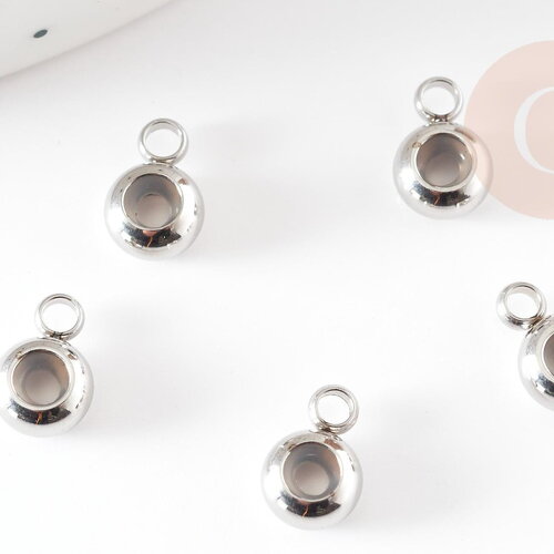 Attache pour pendentif acier inoxydable 304 platine 8.7mm, x5 (g9285)