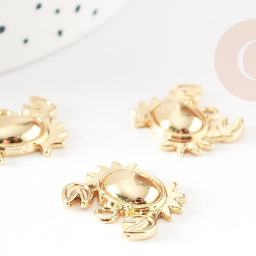 Breloque crabe zamac doré 20mm, création de bijoux diy, x1 g9268