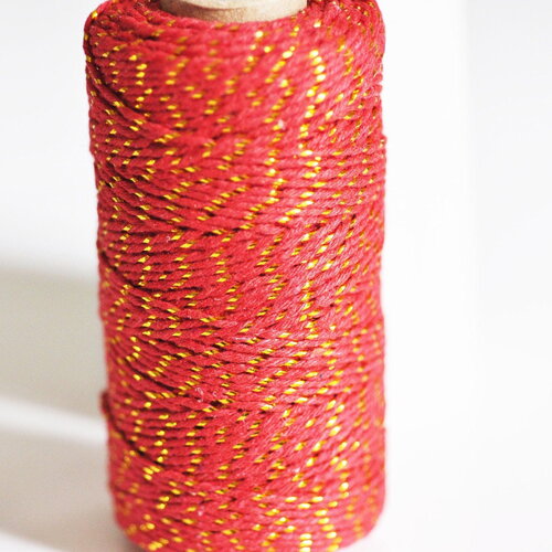 Cordon rouge or,ruban mariage,scrapbooking,1-1.55mm, 5 /10 mètres /bobine- (g2099)