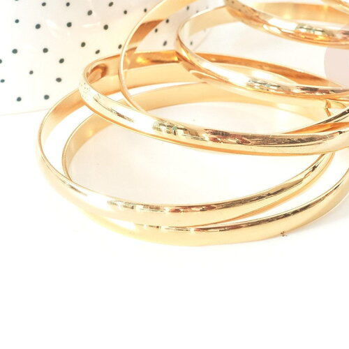 Bracelet jonc lisse 5.5mm acier 304 inoxydable doré 68mm, bracelet sans nickel, x1 (g7737)