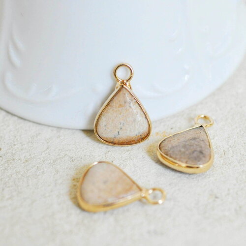 Pendentif triangle jaspe paysage,creation pendentif bijoux pierre naturelle, pendentif pierre jaspe naturel,16mm, x1, g2330