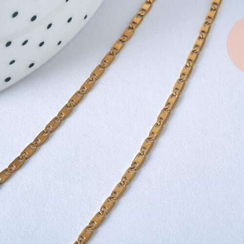 Chaine marine avec fermoir acier 304 inoxydable doré 14k 1.7mm-45cm, x1 (g0156)