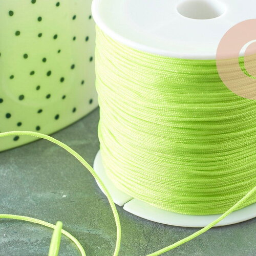 Cordon pour bijoux polyester jaune fluorescent 0.8mm, cordon fil de jade pour bijoux, x1 mètre g9455