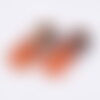 Pendentif goutte bois résine rectangle orange corail, perle bois naturel, perle géométrique,perle rectangle bois,17mm,x5 g4662
