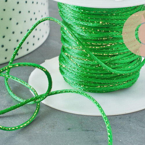 Cordon nylon vert or 1.5mm, x1 mètre (g3407)
