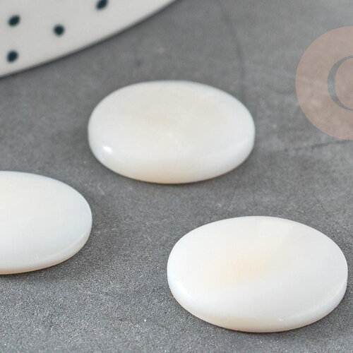 Cabochon rond nacre naturelle blanche 18-19mm, x1 (g2953)